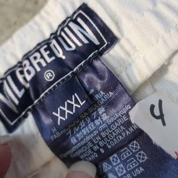Mens Vilebrequin White 100% Linen Flat Front Drawstring Cargo Shorts 3XL - Picture 10 of 14